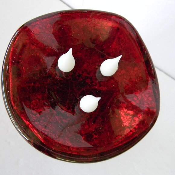 NEW 3-Wick Illuminated 7" Crackle Glass Candle by Valerie PARR HILL RED - Picture 4 of 4